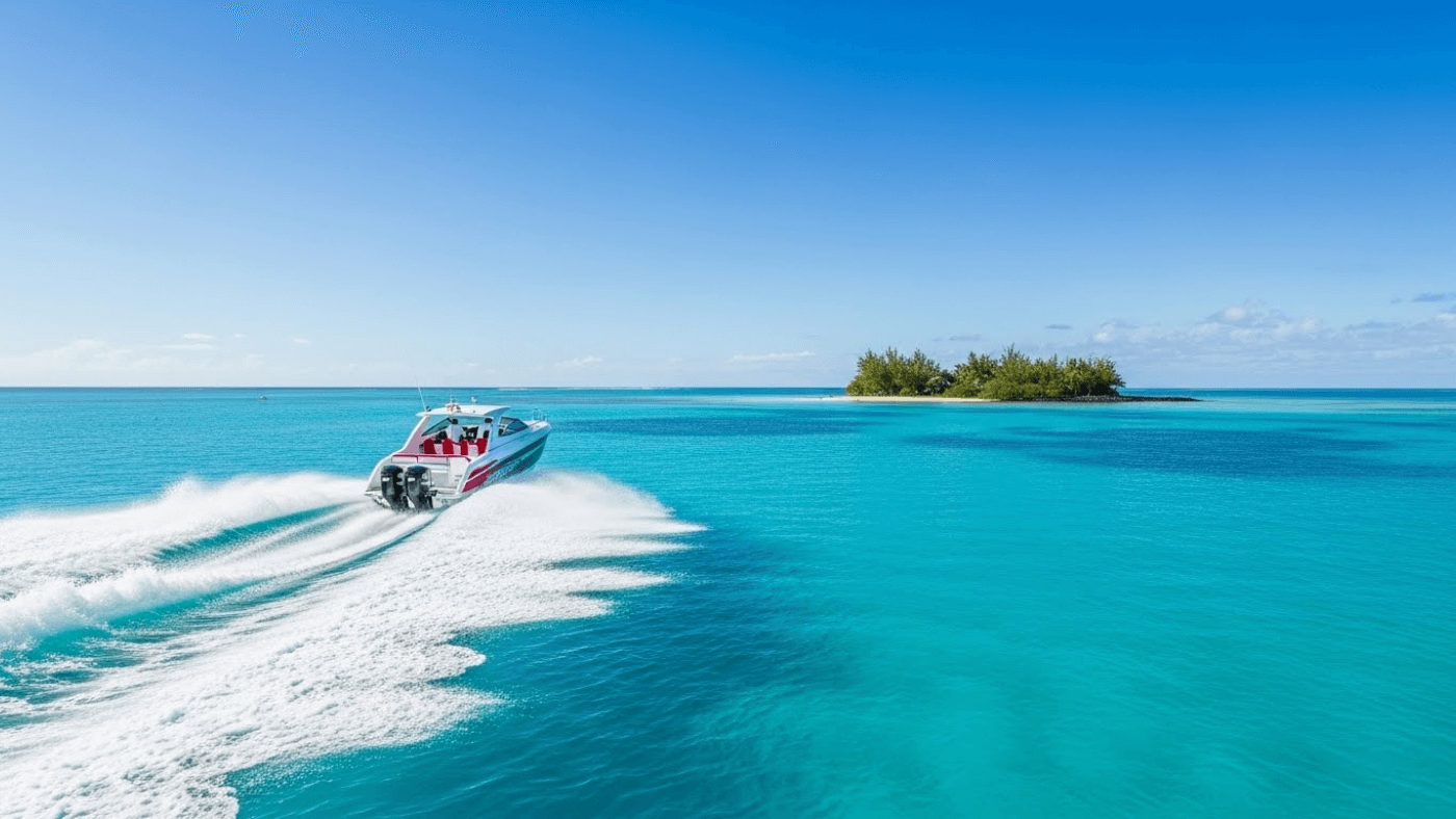 Island-hopping speedboat